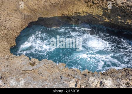 Watamula Hole - natural sight on the island Curacao in the Caribbean Stock Photo