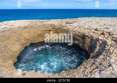 Watamula Hole - natural sight on the island Curacao in the Caribbean Stock Photo