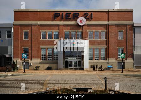 Pier 21, Canadian Museum of Immigration at Pier 21, in Seaport area of Halifax Nova Scotia Stock Photo
