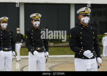 Navy School graduation ceremony of novice brazilian marine corps troops Stock Photo