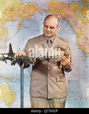 James Harold Doolittle (1896-1993), American military general and aviation pioneer, recipient of Medal of Honor for his daring raids on Japan during World War II, half-length Portrait in Military Uniform, Harry Warnecke, Gus Schoenbaechler, 1945 Stock Photo