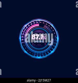 Loading bar progress neon dial, speed gauge dashboard, futuristic ...