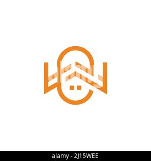 letter we roof window home geometric line logo vector Stock Vector