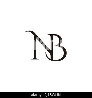 letter nb linked curves simple logo vector Stock Vector