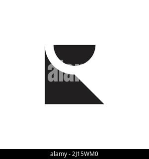 letter ru simple geometric negative space logo vector Stock Vector