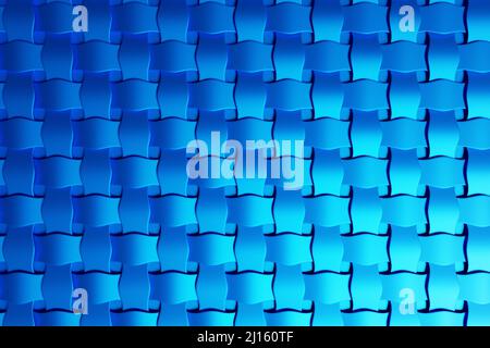 3d illustration of rows of  blue cube.Parallelogram pattern. Technology geometry  background