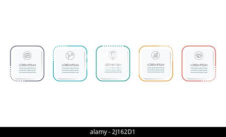 Business infographic thin line frame with square template. vector illustration Stock Vector