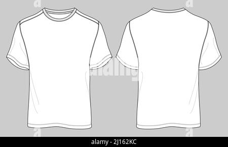 Regular fit Short sleeve T-shirt technical Sketch fashion Flat Template  With Round neckline. Vector illustration basic apparel design front and  Back view. Easy edit and customizable. 6188997 Vector Art at Vecteezy