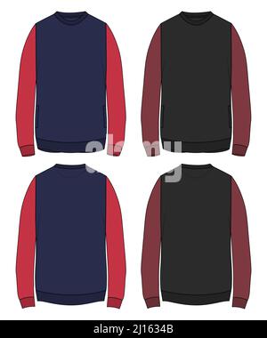 Round neck Long sleeve Sweatshirt overall fashion Flat Sketches technical  drawing vector template For men's. Apparel dress design mockup CAD  illustrat Stock Vector Image & Art - Alamy