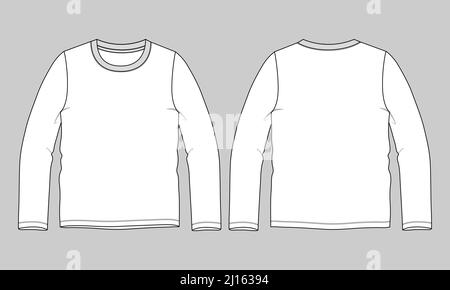 Baseball Shirt Front and Back View. Fashion Illustration, Vector, CAD,  Technical Drawing, Flat Drawing, Template, Mockup. Stock Vector