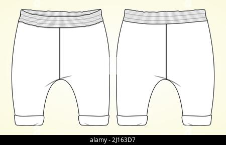 Sweatpants Fashion flat sketch vector illustration template For Kids. Stock Vector