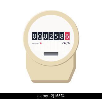 Electric meter. Automatic meter electric power. Household or industrial measuring equipment in flat style. Electricity consumption control. Vector Stock Vector