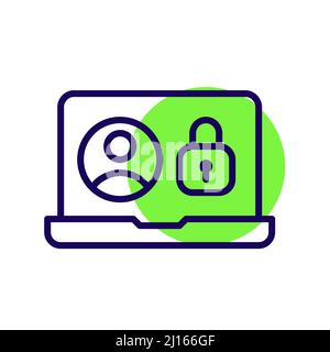 Secure user profile. Pixel perfect, editable stroke icon Stock Vector