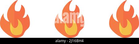 A set of flame icons. Burning and fire. Editable vector. Stock Vector
