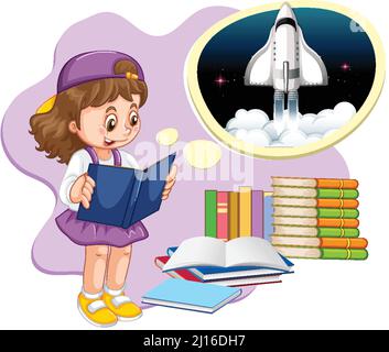A girl thinking with empty callouts illustration Stock Vector