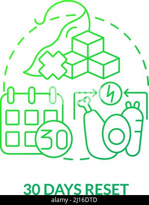 Thirty days reset green gradient concept icon Stock Vector