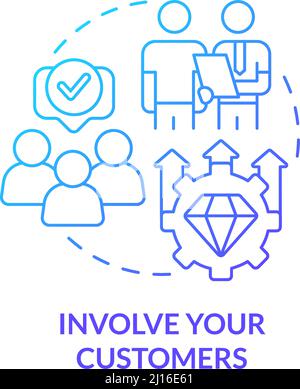 Involve your customers blue gradient concept icon Stock Vector