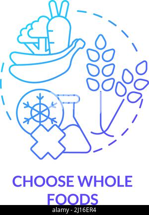 Choose whole foods blue gradient concept icon Stock Vector