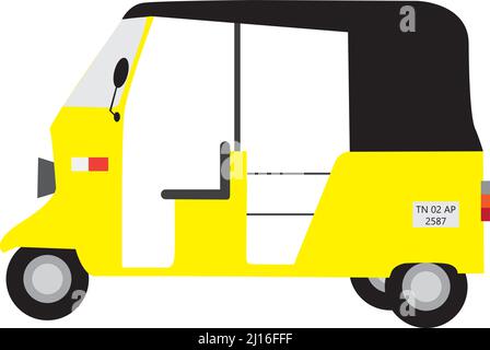 vector of yellow auto rickshaw , a primary transport vehicle in Tamilnadu , India Stock Vector