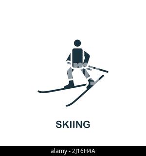 Skiing icon. Monochrome simple icon for templates, web design and infographics Stock Vector