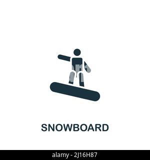 Snowboard icon. Monochrome simple icon for templates, web design and infographics Stock Vector