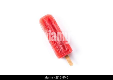 Strawberry popsicle isolated on white background Stock Photo