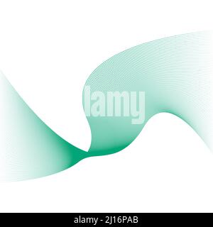 Green sound wave fractal twisted wavy lines, 3d wave background Stock Vector