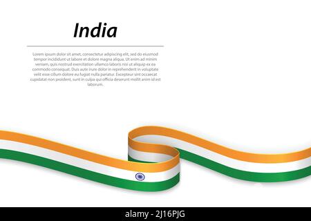 Waving ribbon or banner with flag of India Stock Vector