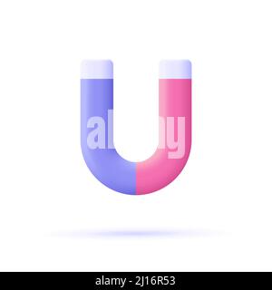 Magnet. Magnetism, magnetize, marketing and business online strategy concept. 3d vector icon. Cartoon minimal style. Stock Vector
