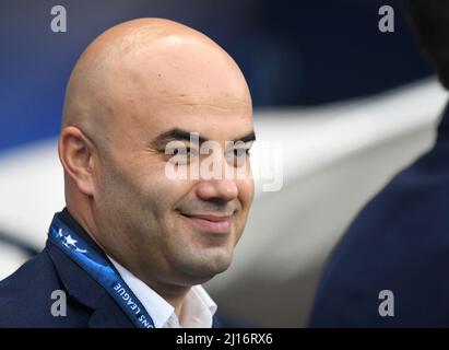 MANCHESTER, ENGLAND - AUGUST 24, 2016: FCSB press officer Catalin Fainisi pictured prior to the second leg of the 2016/17 UEFA Champions League tie between Manchester City (Engalnd) and FCSB (Romania) at Etihad Stadium. Copyright: Cosmin Iftode/Picstaff Stock Photo