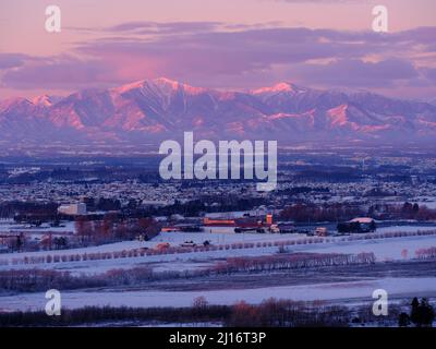 Hidaka Mountains at Dawn, Hokkaido, Japan Stock Photo