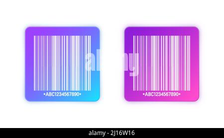 Modern colorful barcode sticker. Identification tracking code. Serial number, product ID with digital information. Store or supermarket scan labels Stock Vector