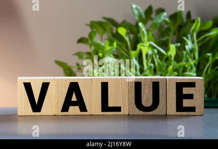 VALUES word made with building blocks isolated on white. Stock Photo