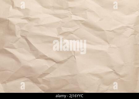 Sheet of brown wrinkled kraft made from recycled paper with texture and details Stock Photo