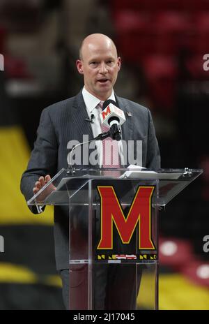 College Park, MD, USA. 22nd Mar, 2022. Maryland Terrapins press conference announcing Kevin Willard as it's new Basketball Coach on March 22, 2022. Credit: Mpi34/Media Punch/Alamy Live News Stock Photo