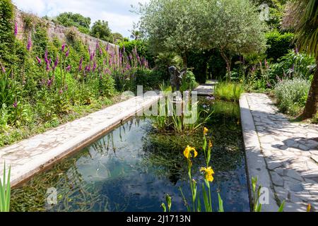 The Italian Garden in the Pleasure Grounds, Lost Gardens of Heligan, Cornwall, UK Stock Photo