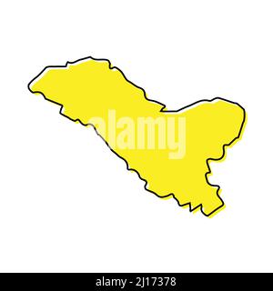 Simple outline map of Ladakh is a state of India. Stylized minimal line design Stock Vector