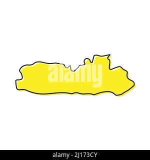 Simple outline map of Meghalaya is a state of India. Stylized minimal line design Stock Vector