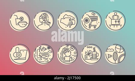 Minimalist lifestyle icons set for UI UX design Stock Vector