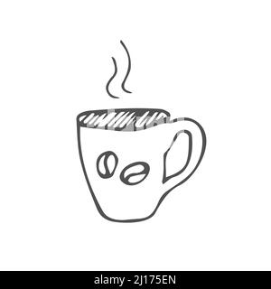 Doodle Hot Coffee Cup graphic on white background Stock Vector