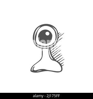 Web camera hand drawn outline doodle icon. Network cam and web video chat, internet communication concept. Vector sketch illustration for print, web, Stock Vector