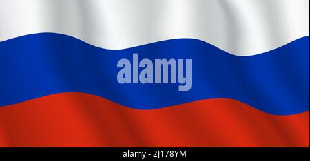 Russia flag horizontal background. Russian Federation flag vector banner with copy space. Stock Vector