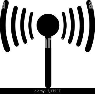 Vector illustration of wifi zone antenna icon with waveforms Stock Vector