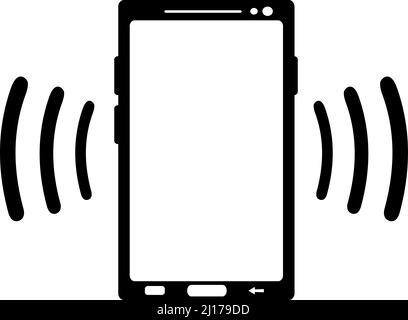 Smartphone with waves symbol icon - black simple flat - vector ...