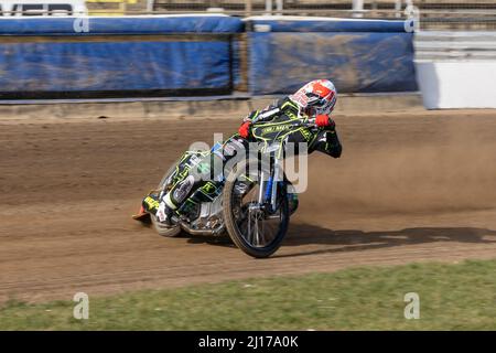 Anders Rowe.  Ipswich Witches speedway practice.  22 March 2022. Stock Photo