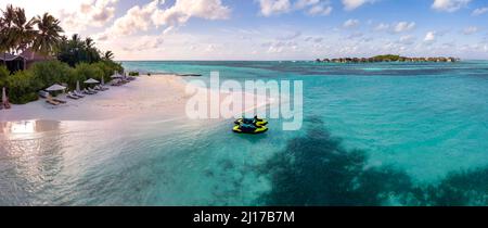 Scenic view of blue water at beach Stock Photo