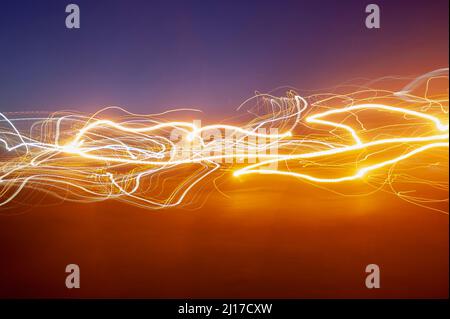 Abstract photography with light as uneven wavy lines Stock Photo