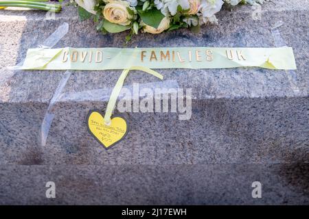 LONDON, MARCH 23 2022, COVID-19 Families for Justice hold a day of reflection on the 2nd anniversary of the first lockdown in the UK, so far 160,000 people have died from Coronavirus in the UK. Credit: Lucy North/Alamy Live News Stock Photo