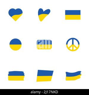 Ukrainian flags and icons Stock Vector