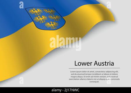 Wave flag of Lower Austria is a state of Austria. Banner or ribbon vector template Stock Vector